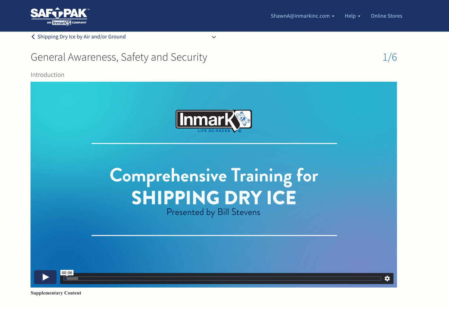 Shipping Dry Ice Course Screen Shot
